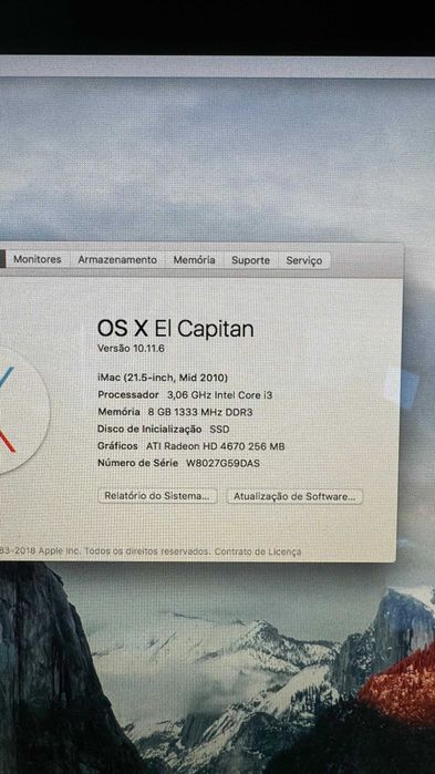 iMac 21.5 (2010) i3, 8Gb ram, SSD 500gb, OS X El Capitain