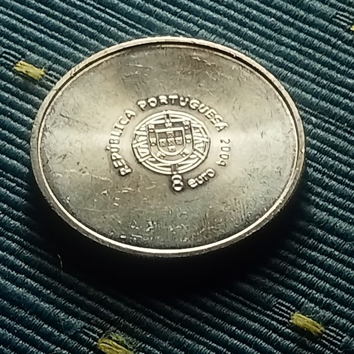 moeda  prata 8 euros euro 2004