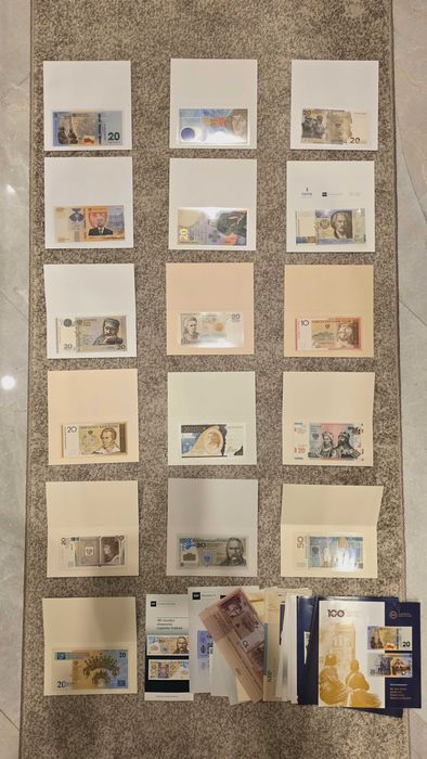Zestaw Banknotów kolekcjonerskich NBP 16szt z folderami banknoty