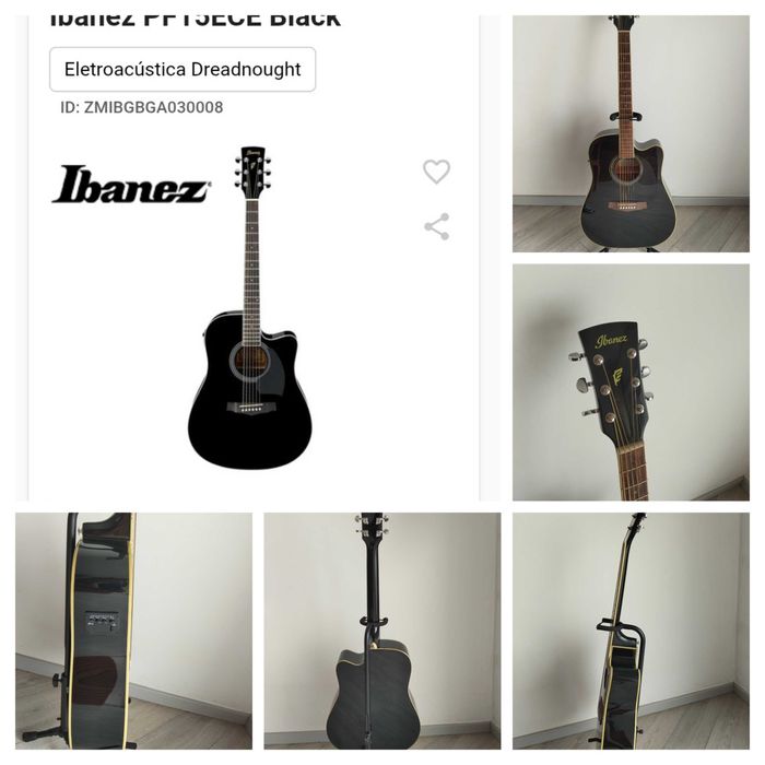 Ibanez Eletroacústica + Saco Ibanez Charcoal + Transpositor Ibanez