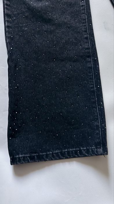 Джинси жіночі wide leg чорні з блискітками S 36 Zeo Basic