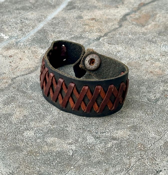 Retro/vintage bransoleta ze skóry, skórzana bransoleta