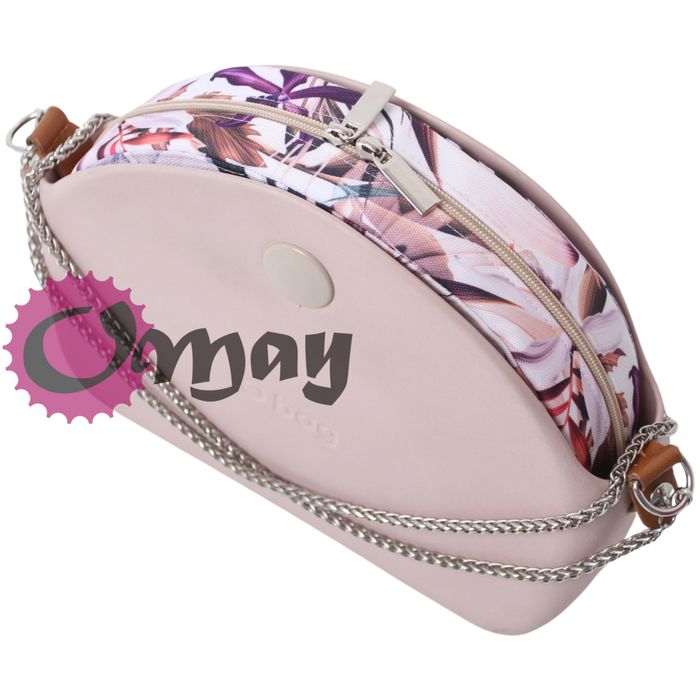 Beżowy organizer do OBAG MOON LIGHT kwiaty różowe 2 kieszenie OMAY