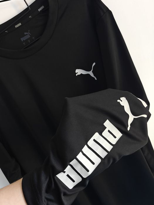 Puma bluzka długi rękaw sportowa męska logowana czarna L/XL
