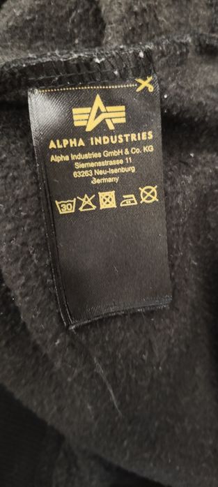 Bluza z kapturem Alpha Industries czarna, rozmiar L, moro