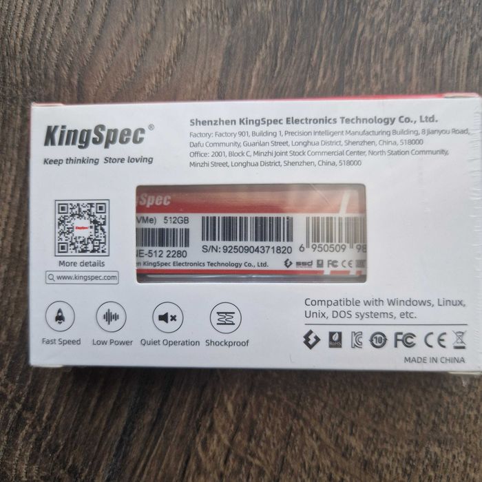 Накопичувач ССД SSD KingSpec NE-512GB 2280 M.2 NVMe 4шт. НОВИЙ