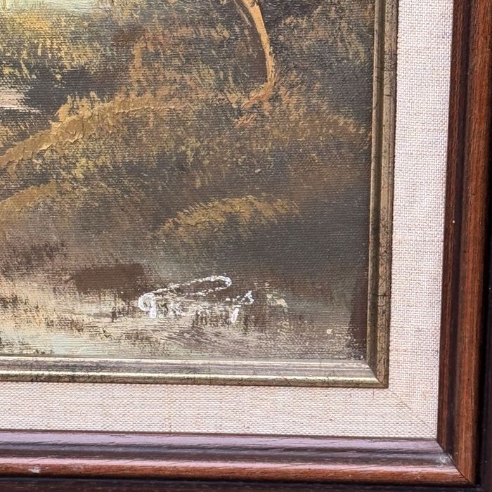 Pejzaż olejny na płótnie w drewnianej ramie b5/12052