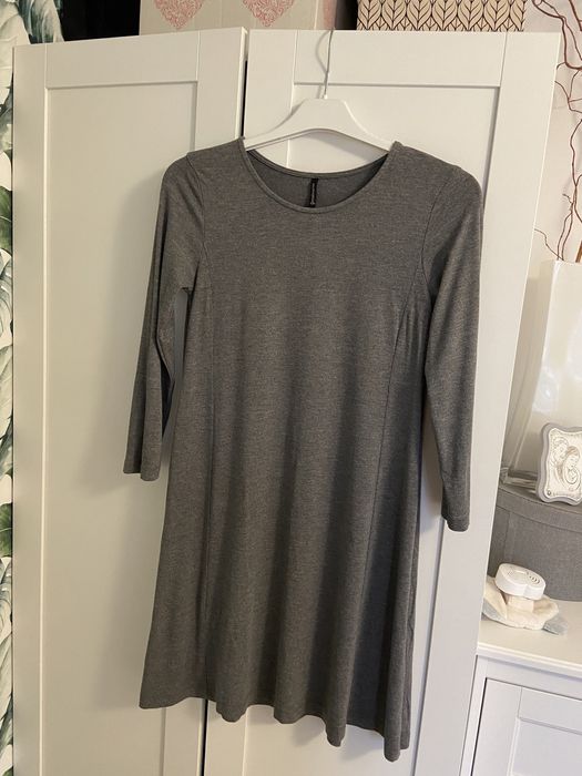Sukienka tunika Stradivarius S szara bawełniana dzianinowa jersey
