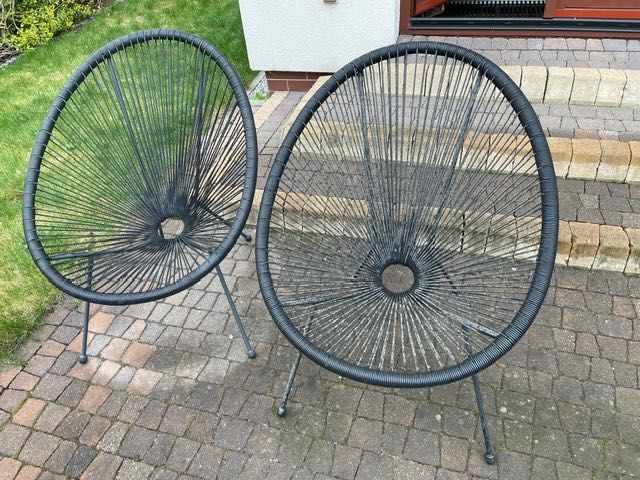 Ratanowy fotel ogrodowy na metalowej podstawie 2 szt.