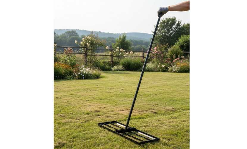 Niwelator Stalowy Do Trawy Ziemi 90x30cm Z Długim Trzonkiem 150cm NOWY