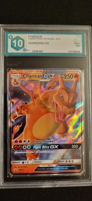 Carta Slab graded 10 Original Rara Charizard GX