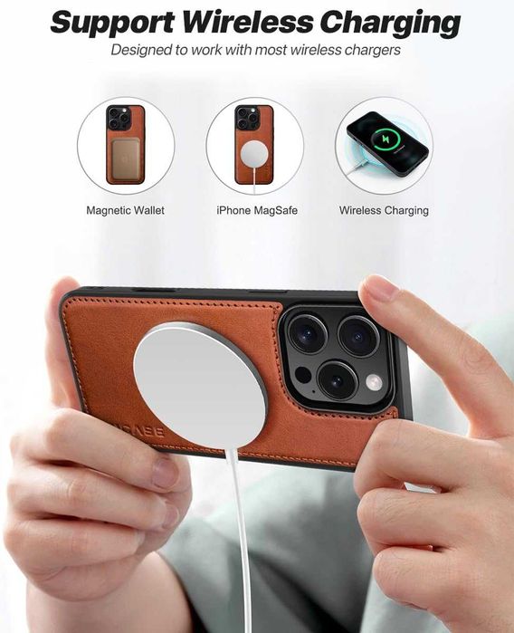 OCASE skórzane etui iPhone 16 Pro Max portfel jasny brązowy 2w1+ pasek