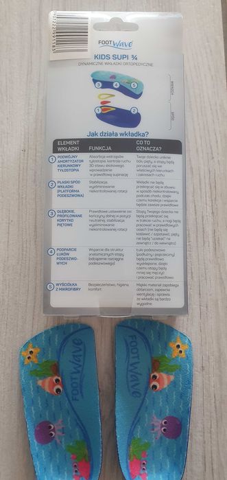 Dynamiczne wkładki  ortopedyczne 3/4, SK 30- 31, dla dzieci