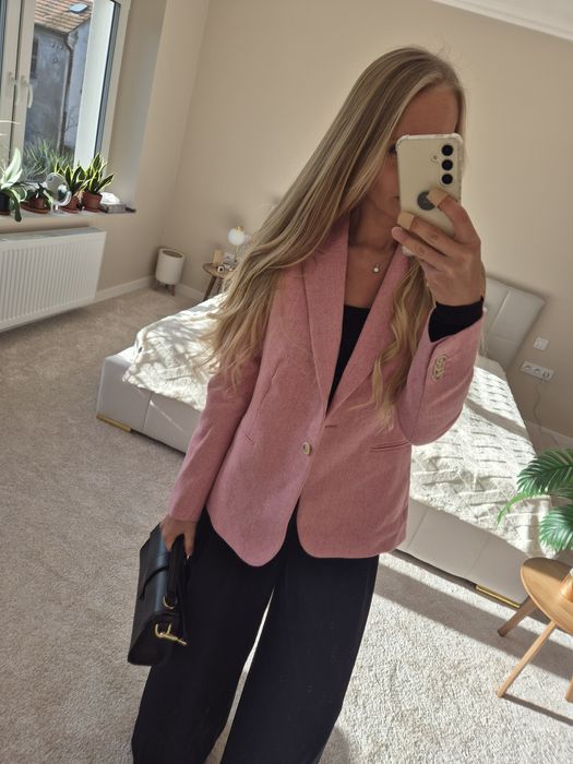 Wełniana marynarka żakiet jasno różowy Tatuum M 38