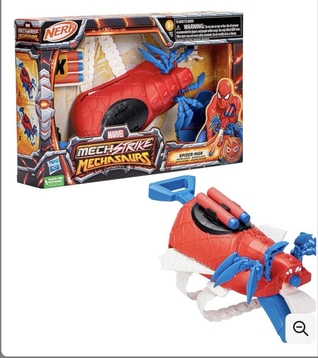 Бластер Нерф Рукавичка Людина Павук Marvel Mech Strike Mechasaurs Spider-Man Arachno Blaster Hasbro