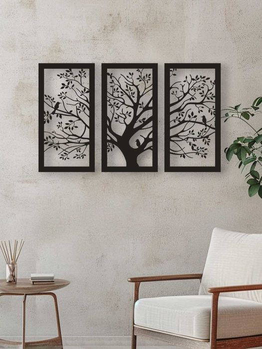 Dekoracja ścienna tryptyk drzewo 3w1