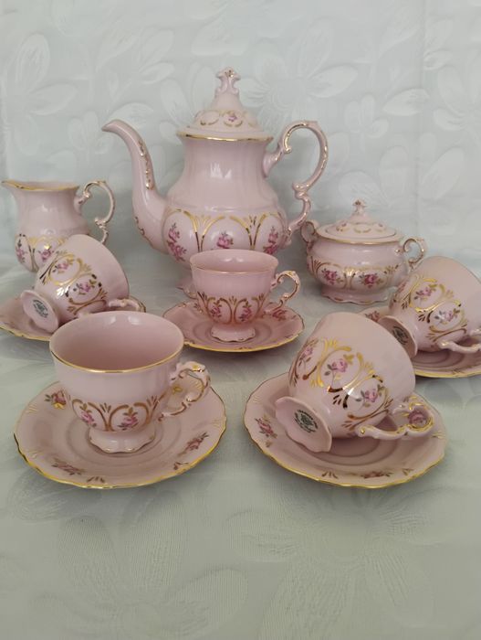 Serwis różowa porcelana Leander