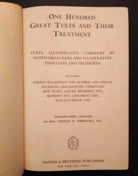 C. Parkhurst / Frederick Barton - 100 Great Texts and Their Treatment