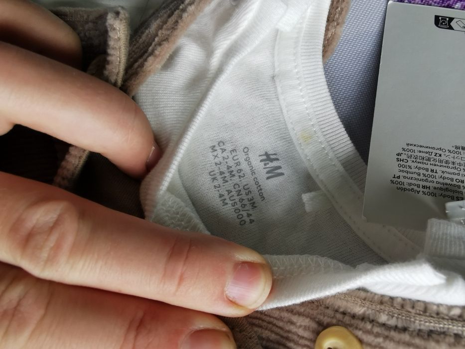 Komplet body + spodnie ogrodniczki r. 62 h&m