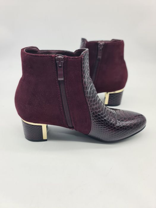 Botas senhora pele e camurça bordeaux tamanho 38
