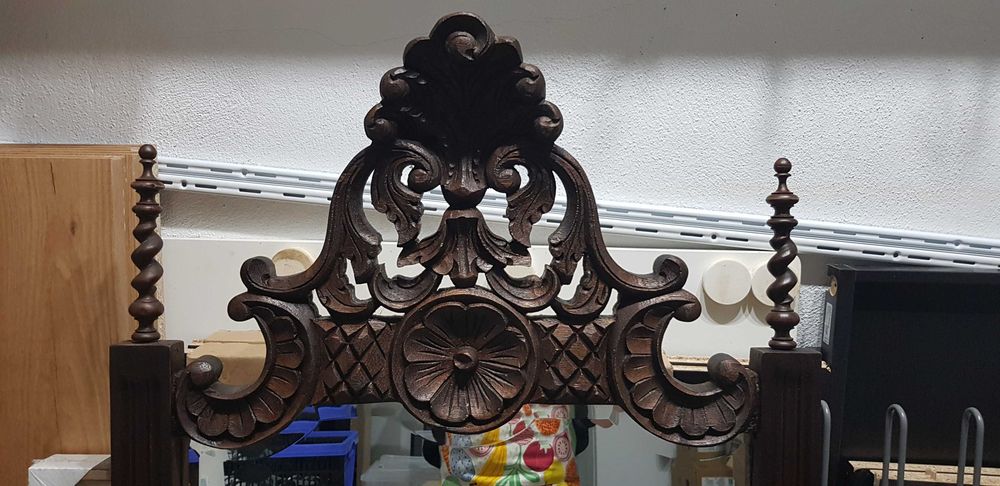 Espelho antigo moldura madeira talhada