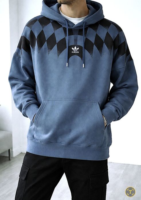 Adidas bluza z kapturem kangurek roz S M oversize Adidas wzór oryginal
