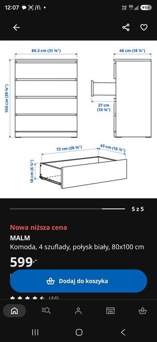 Komoda ikea malm 4 szuflady