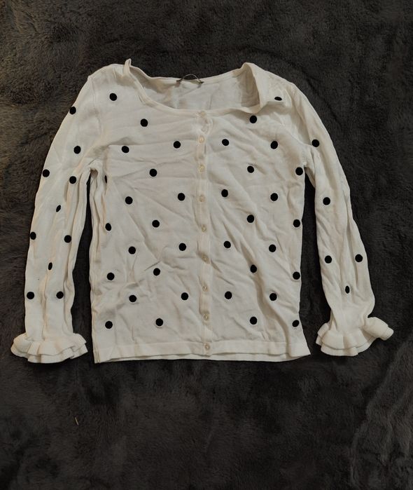 Biały sweter w kropki / białe bolerko w kropki