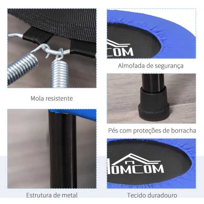 Trampolim de Aço com Borda Protetora - 81x81x22,5cm - Preto e Azul