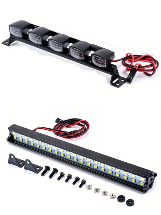 Faróis focos luzes tejadilho barra de LED's 6V para RC Crawlers e Jipe