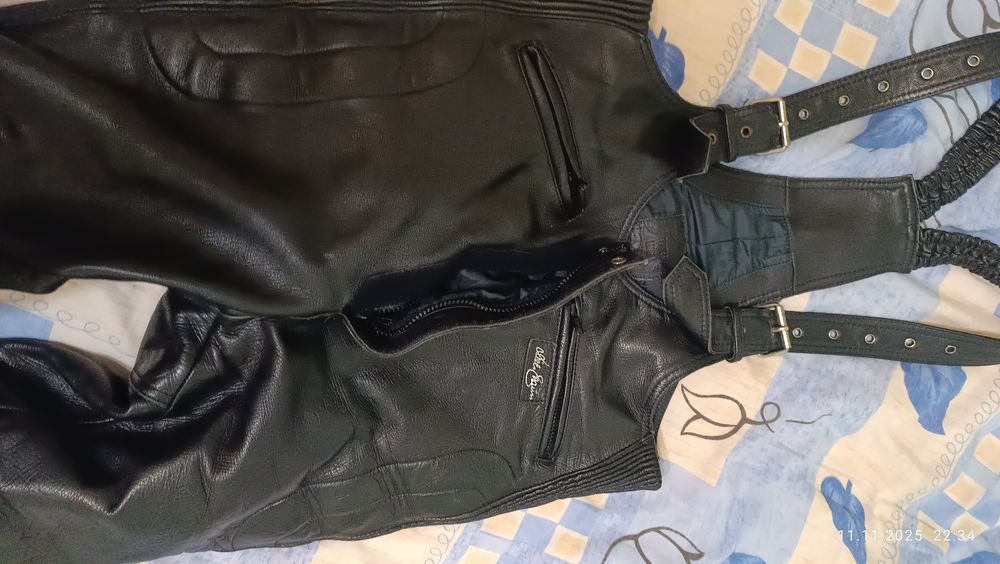 Штани  шкіряні мотоциклетні напів-комбінезон