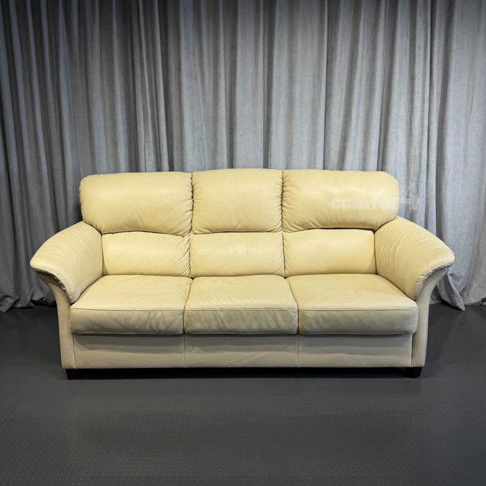 Молочний/світлий шкіряний трьохмісний диван/шкіряний диван на 3 місця/меблі з Європи/для дому/офісу/салону