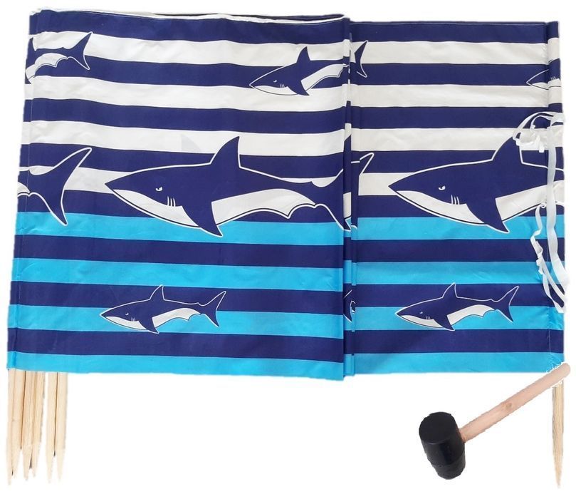 Parawan plażowy 15 metrów wzór 16 z młotkiem WIATROŁAP OSŁONA NA PLAŻĘ