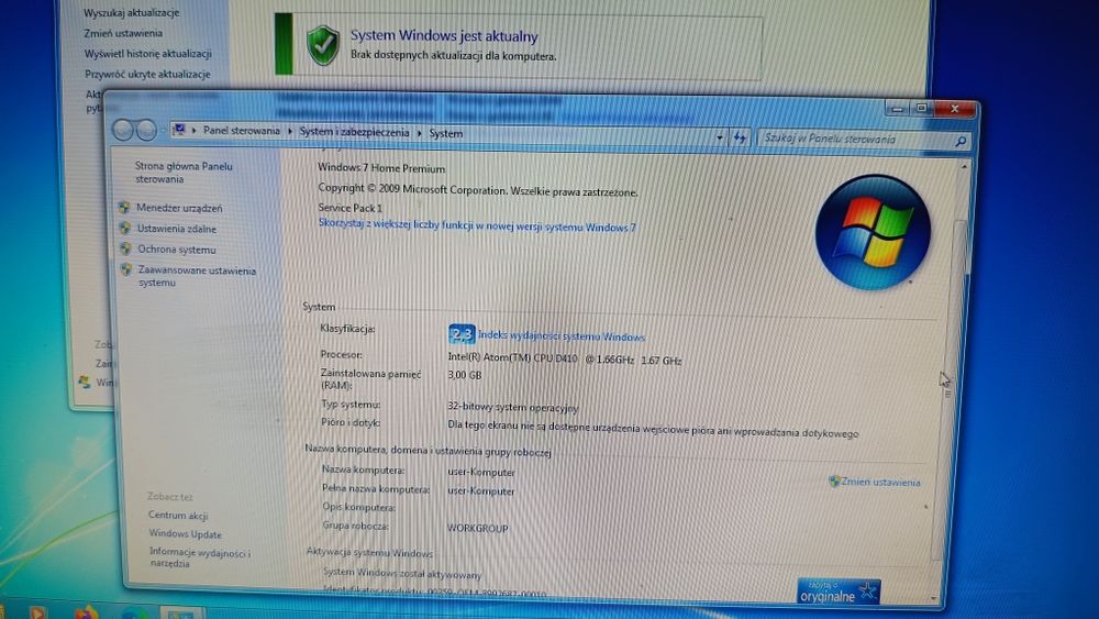 Komputer HP All in One 3Gb ram Dysk 160Gb