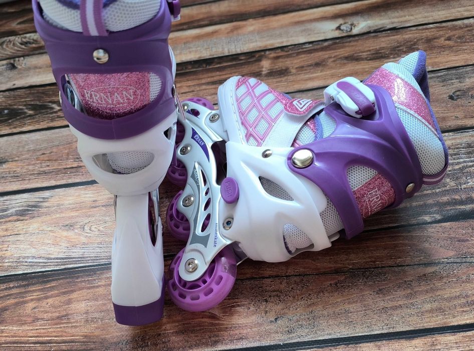 Rolki dla dziewczynki, regulowane ze świecącymi kołami