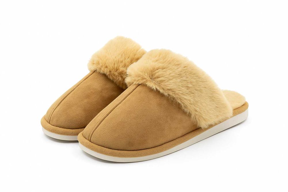 CIEPŁE KAPCIE damskie z futerkiem