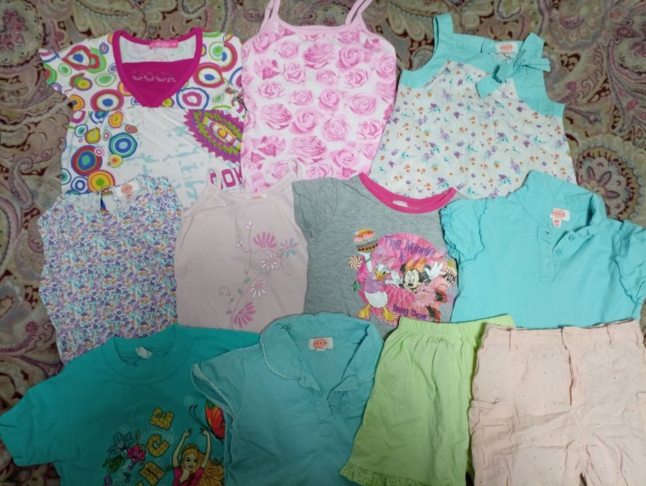 Одежда для девочек, пакет вещей, футболки, шорты