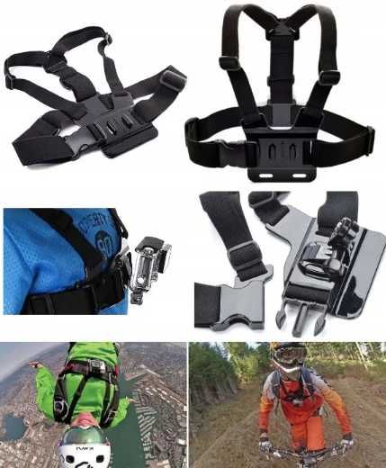 Zestaw sportowy szelki do GoPro, SJCAM, EKEN, Xiaomi + 2 j-hook