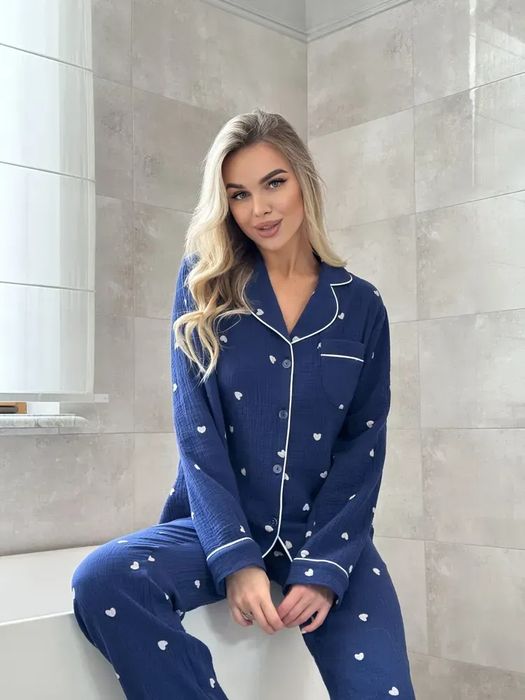 Піжама жіноча демі Муслін Синій,розмір L