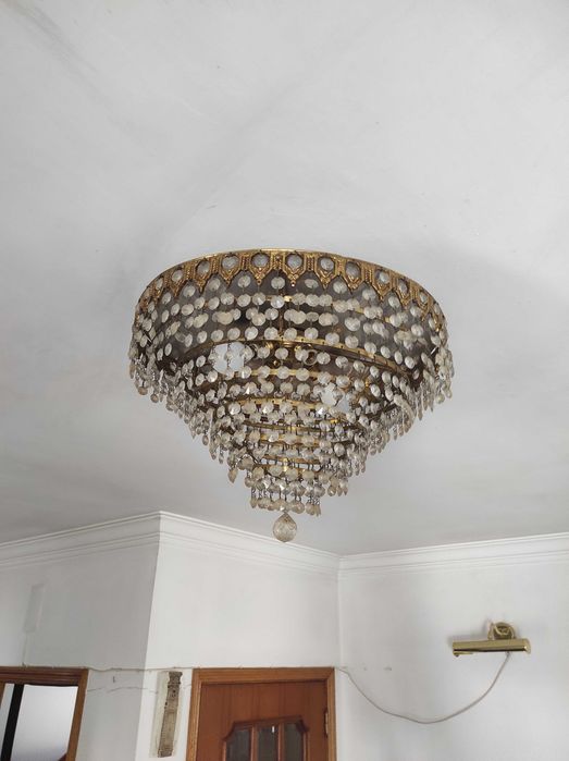 Candeeiro/Lustre de Cristal Vintage Dourado