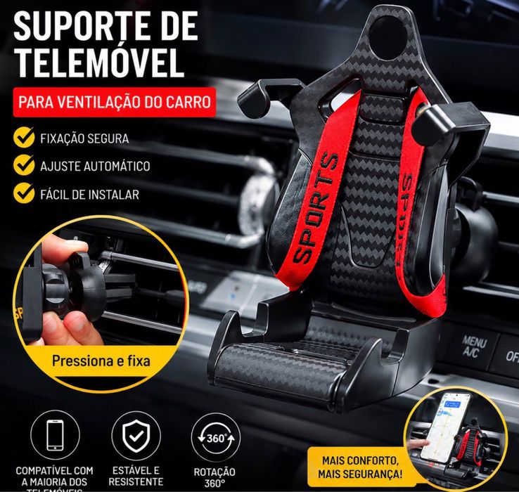 Suporte de Telemóvel para Carro – Fibra de Carbono | 360°