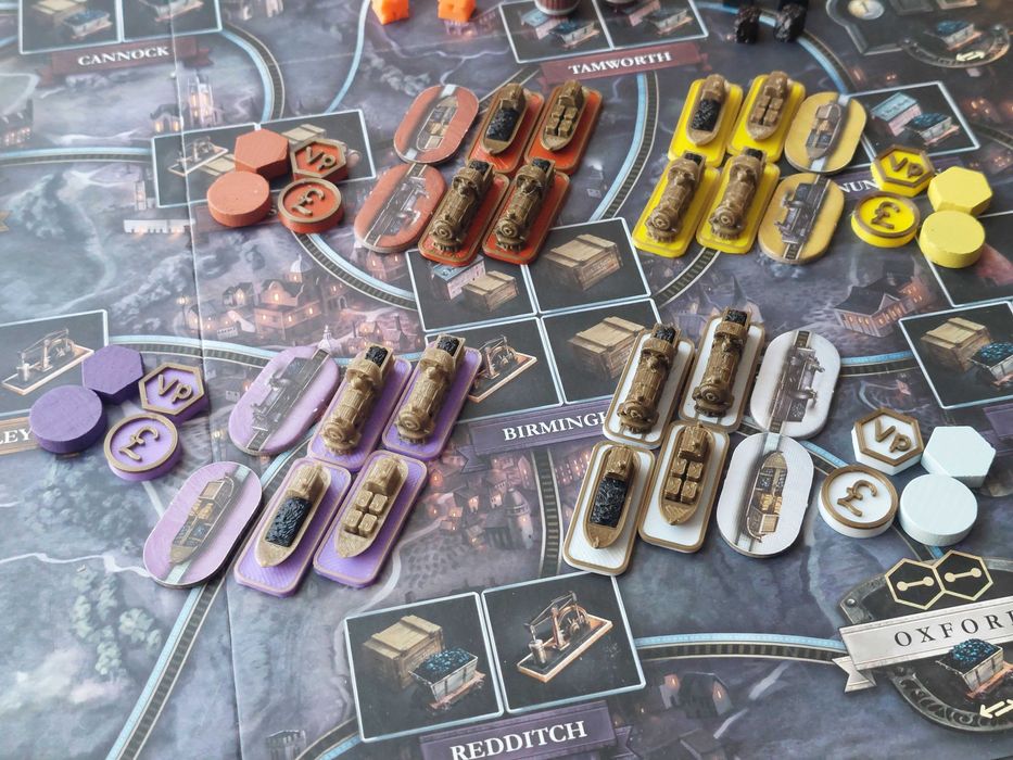 Duży zestaw znaczników do gry Brass Birmingham. Druk 3D