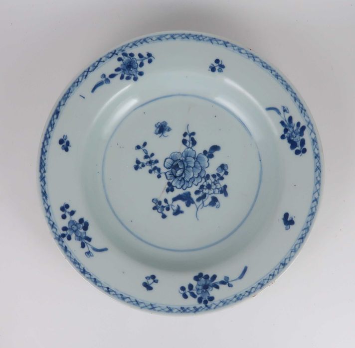 4 Pratos porcelana azul e branca da China Séc. XVIII