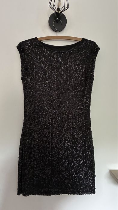 Vestido Festa/Cerimónia de Lantejoulas - Preto