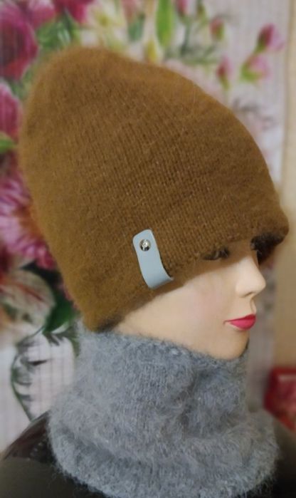 Подвійна шапочка з пуха норки