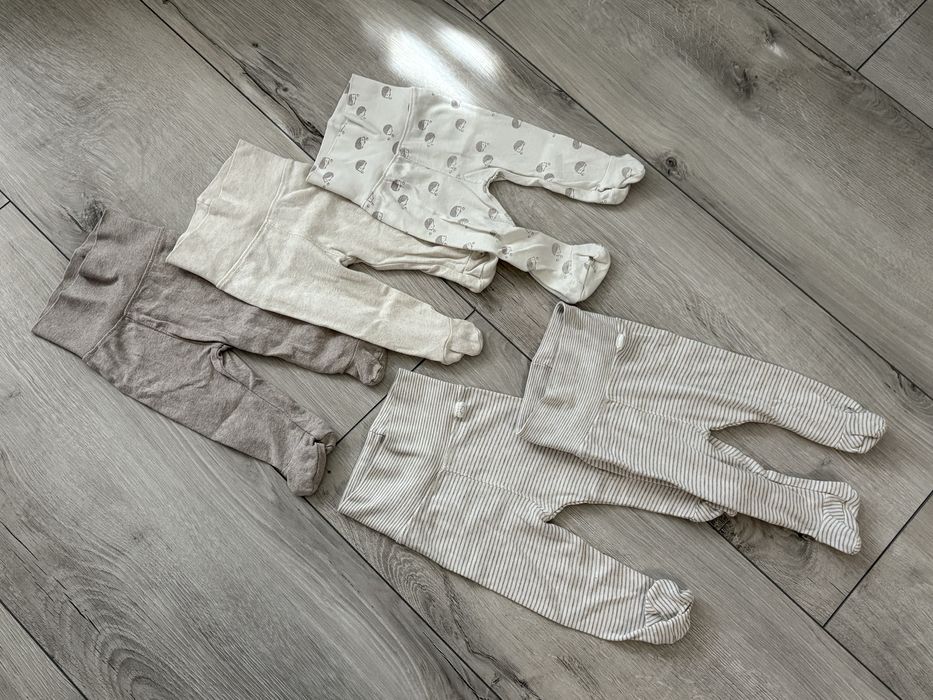 Półśpiochy niemowlęce 5-pak bawełniane leginsy ze stópkami H&M 56