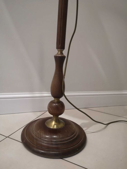 Stara stojąca rustykalna lampa(drewno mosiądz)