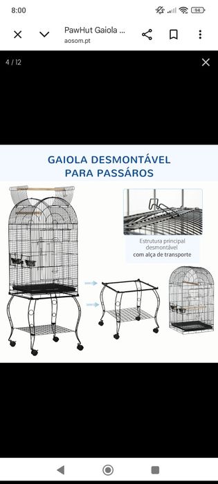 Gaiola grande pássaros