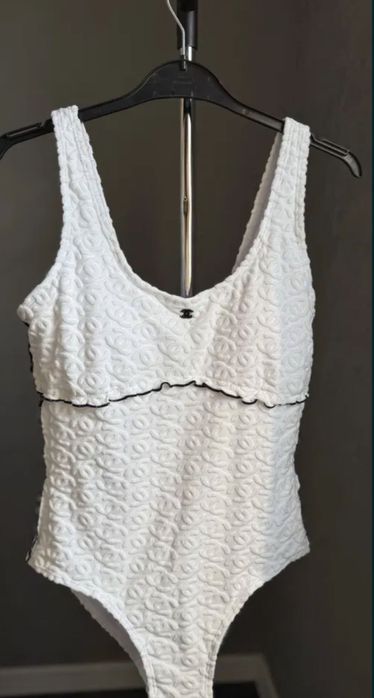 Купальник Суцільний Chanel White Textured Premium Quality