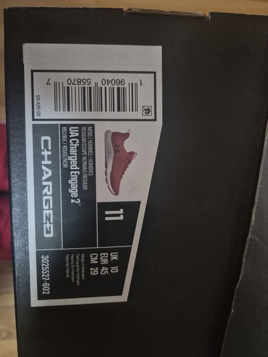 Кросівки Under Armour UA Charged Engage 2 
​UK: 10
​EUR: 45
​Устілка: 29 см